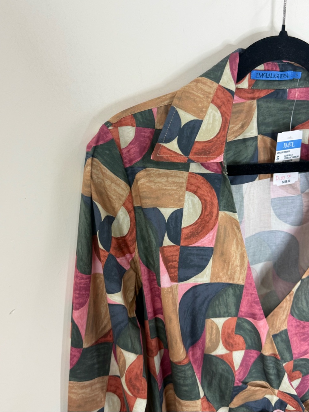 J. McLaughlin Mercer Midi Wrap Dress Size S Geometric Print Long Sleeve NWT - Picture 5 of 16